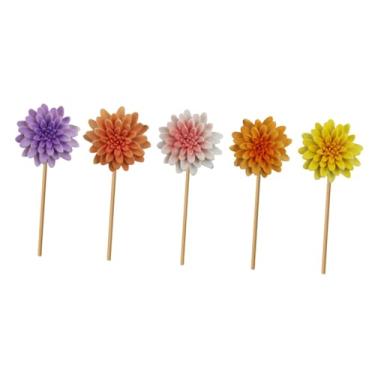 Imagem de IEUDNS 5x Flores Artificiais para Exterior, Vaso de Plantas em Miniatura para Decoração, Plantas Falsas para Interior e Exterior, Cesta Pendurada para, Crisântemo