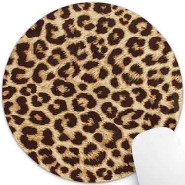 Imagem de Knseva Mouse pad redondo com estampa de grão de leopardo personalizado, borracha antiderrapante confortável personalizado mouse pads circulares para computador de trabalho