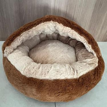 Imagem de CAMINHA PET NUVEM COBERTA FECHADA O CAMA CASINHA PLUSH TOCA CACHORROS E GATOS DONUT IGLU CASINHA CONFORTÁVEL FELPUDA COM COBERTURA CONFORTO E QUALIDADE 50CM TAM M (CHOCOLATE)