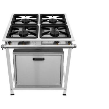 Imagem de Fogão Industrial 4 Bocas AP P8 em Aço Inox com Forno Leona - Mr Fogões