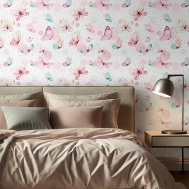 Imagem de Infantil - Papel de Parede Autocolante Quarto Criança Lavável AntiMofo 5 Metros (Borboletas)