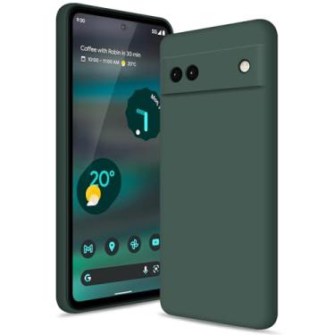 Imagem de Btstring Capa para Google Pixel 6A, capa de silicone macio com proteção de câmera atualizada, capa fina à prova de choque com forro de microfibra antiarranhões, verde