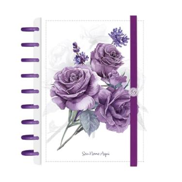 Imagem de Caderno De Disco Inteligente Personalizado Iscool M+ Floriografia Rosas Lavanda Branco