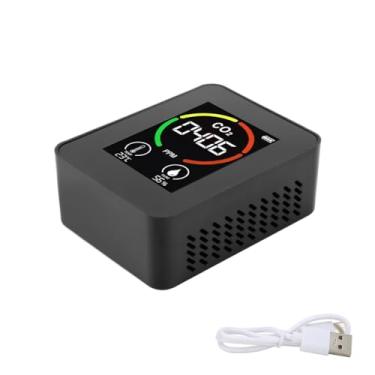 Imagem de Monitor de CO2, Monitor Digital de Qualidade do Ar Termômetro Higrômetro Temperatura Umidade Testador de Ar Testador TVOC Bateria de Lítio 1200mAh Alimentada para Dióxido Carbono
