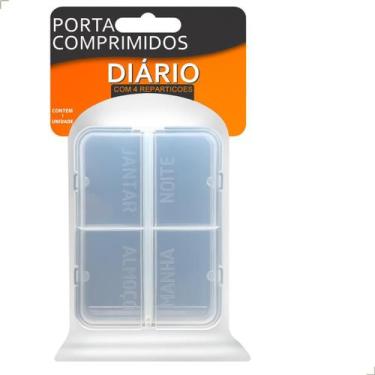 Imagem de Porta Comprimidos Diário 4 Repartições Organizador Transparente Cápsul