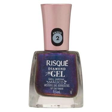 Imagem de Esmalte Risque Diamond Gel Mistério das Borboletas Top Coat Fixador 9,5ml