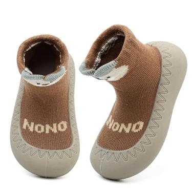 Imagem de Anproity Sapatos para bebês meninos meninas primeiro caminhada antiderrapante com sola de borracha macia para bebês, Coffee Bear, 12-18 Months Toddler