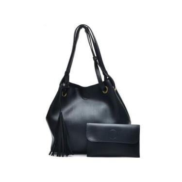 Imagem de Bolsas Femininas Estilo sacola de Ombro com Carteira - Duarts, Preto