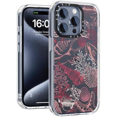 Imagem de STARVIP Capa de telefone Wildflower para iPhone 15 Pro, design floral bonito e moderno para mulheres e meninas - proteção contra quedas de nível militar - capa protetora rígida transparente - concha