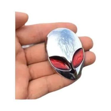 Imagem de Emblema De Cabeça De Alienígena 3D Em Metal Completo Para Carro, Moto,
