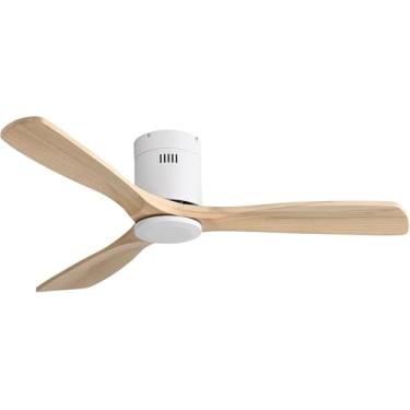 Imagem de Sofucor Ventilador De Teto De Baixo Perfil De Madeira Maciça De 52 Polegadas, Sem Luz, Ventilador De Teto Moderno Para Áreas Externas Sem Luz, 6 Velocidades, 3 Temporizadores, Motor Dc Reversível P