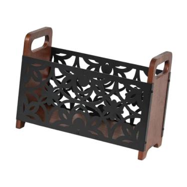 Imagem de IEUDNS Porta-revistas de madeira, organizador de correspondência, porta-revistas versátil, cesta de armazenamento de arquivos para envelopes, papéis, Flor