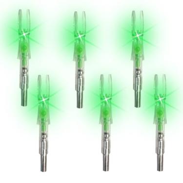 Imagem de JIANZD 6 peças de Nocks iluminados para flechas com parafusos de diâmetro interno de 0,204/5,2 mm com interruptor liga/desliga que acendem os arcos compostos para caça e tiro