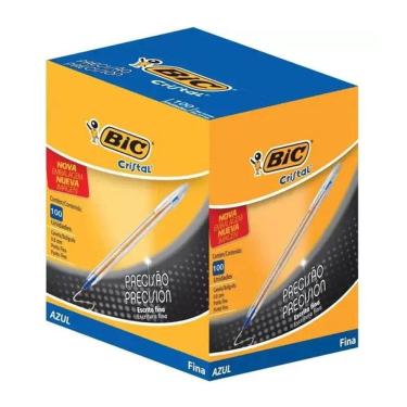 Imagem de Caneta esfer Cristal fina azul cx c/ 100 unid Bic