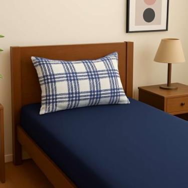 Imagem de Jogo de Lençol Teka Diamante 2 Peças Solteiro com Elástico (Azul Marinho)