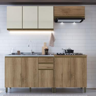 Imagem de Cozinha Completa Dinamarca 9 Portas 2 Gavetas com Vidro 6123.162 Castani - Indékes