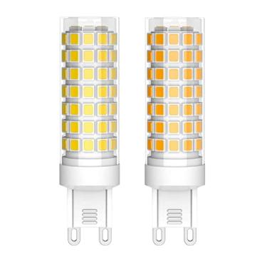 Imagem de SZKOV Pacote com 2 lâmpadas LED G9 8W G9 Bi Pin Base sem oscilação 360° Ângulo de feixe AC110V-130V para iluminação doméstica, lustre, ventilador de teto, sob armário 800LM 80W equivalente lâmpada de