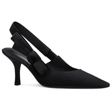 Imagem de Coutgo Sapato social feminino com salto gatinho fechado, bico fino, laço e laço, Preto (salto alto), 38