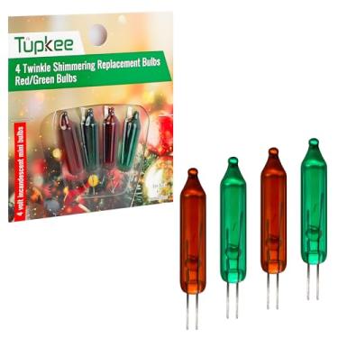 Imagem de Tupkee Lâmpadas de substituição cintilantes – Mini lâmpadas incandescentes vermelhas e verdes de 4 volts - 4 lâmpadas por pacote
