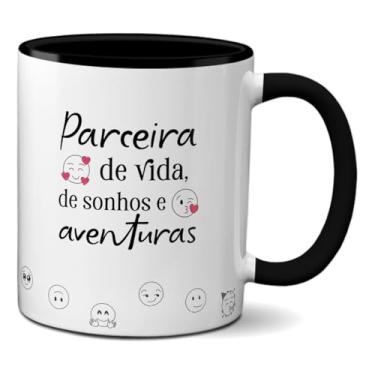 Imagem de Caneca Para Amiga Parceira De Vida Sonhos E Aventuras (Preta)