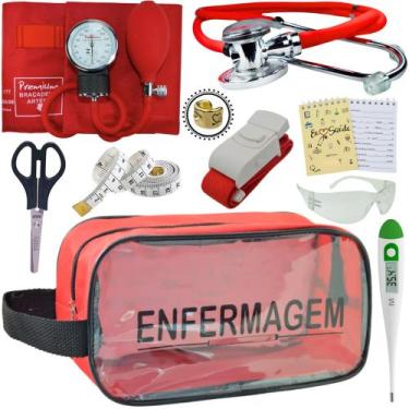 Imagem de Kit Academico Enfermagem Premium Preto Completo - Love Saude, VERMELHO