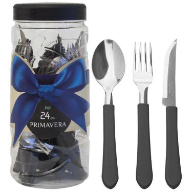 Imagem de Faqueiro Com 24 Peças Pote Cabo Preto Martinazzo - 133594