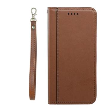 Imagem de TNKISRY KISRY Capa flip para Oukitel C65 carteira com compartimentos para cartões, bolso magnético com zíper PU capa à prova de choque, [17 cm] Design de ajuste fino para uso diário marrom
