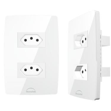 Imagem de Tomada Dupla 10A Diamond Espelho 4x2 Acrilico Branco - DOMETEK