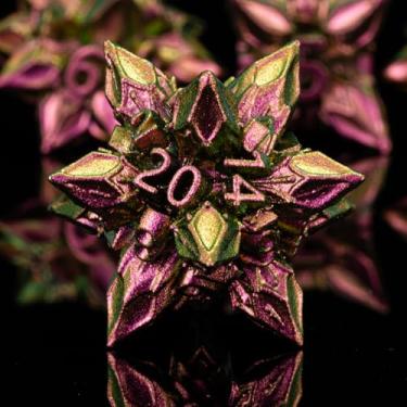 Imagem de DND Dice Set Metal,Polyhedral D&D Metallic Heterotypic D and D Dice with Cracks for Dungeons and Dragons RPG TTRPG 7-Die Set with Gift (Heterotypic, Heterotypic-Rose Red)