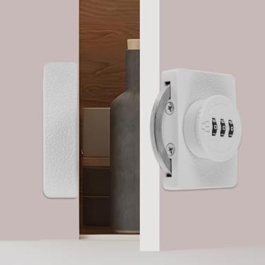 Imagem de ZJMCAJY Fechadura de combinação de armário sem chave, liga de zinco, 3 dígitos, gaveta com senha, faça você mesmo, instale o armário, fechadura com código de acesso, fechadura de combinação de armário