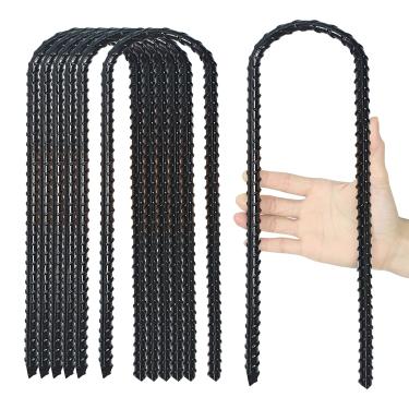 Imagem de BTSULYOO Estacas de vento de trampolim de 30 cm, estacas de vergalhão revestidas em forma de U extra pesadas, âncoras de solo de segurança para decoração de jardim enorme (12)