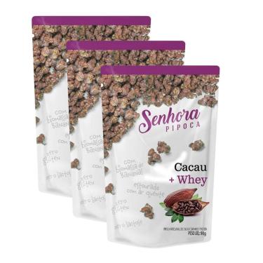 Imagem de Kit 3 Pipoca Senhora Pipoca Cacau + Whey 90g