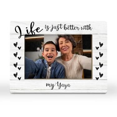 Imagem de CGBHW Porta-retrato Yaya Gifts, presentes para avó avó, netos, netos, melhor presente para avó de todos os tempos, porta-retrato para mulheres, 10 x 15 cm, horizontal para exibição de mesa