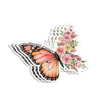 Imagem de Adesivo You are Nothing Short of Amazing (3 peças) Frases motivacionais inspiradoras borboletas florais autoestima decalques de vinil para copo portátil garrafas de água livros telefone - Tamanho 7,8