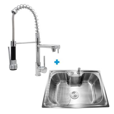 Imagem de Cuba De Inox Com Torneira Monocomando Gourmet Cromada 8024