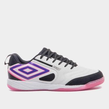 Imagem de Chuteira Futsal Umbro Pro 5 Bump Unissex, Branco, Preto, 40