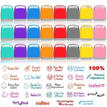 Imagem de Teacher Stamps Yinder Self Inking 24 unidades para sala de aula