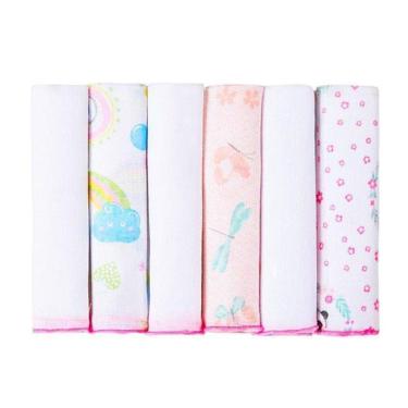 Imagem de Kit 6 Pano De Boca Premium Fralda De Boca 30X30 Feminino