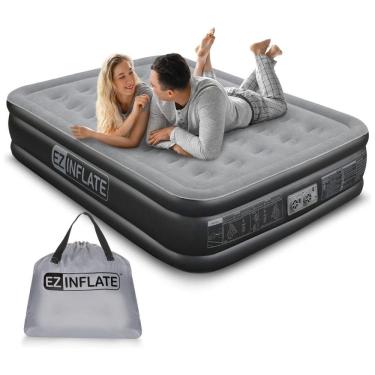 Imagem de Colchão Inflável Casal com Bomba Embutida, Para até 300KG, EZ INFLATE, Preto