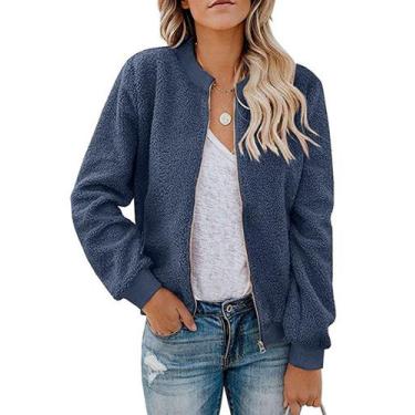 Imagem de Jaqueta feminina MIROL Sherpa Fleece Faux Fuzzy Zip Up Bomber