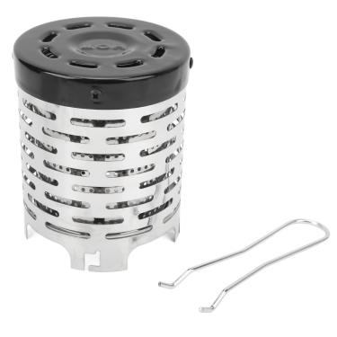 Imagem de Tampa do fogão de aquecimento de acampamento em aço inoxidável com dupla camada de ventilação de dissipação de calor com alça para aquecimento de barraca ao ar livre durável e