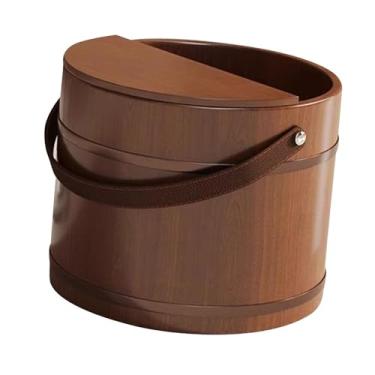 Imagem de Generic Banheira de madeira para pés, banheira de imersão, tambor de lavanderia, banheira de pedicure, balde de lavagem de spa com alça para banheiro, ao ar, com tampa