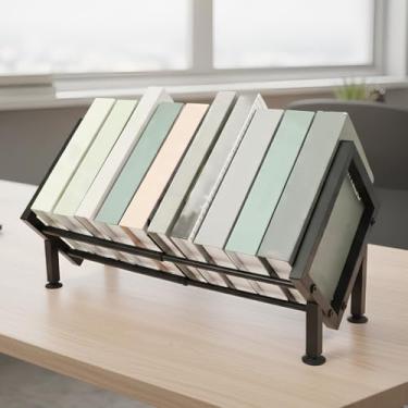 Imagem de DJAPWPX Estante de mesa ajustável, estante inclinada de metal com 4 bases de borracha antiderrapantes, estante expansível versátil para álbum de vinil e CD