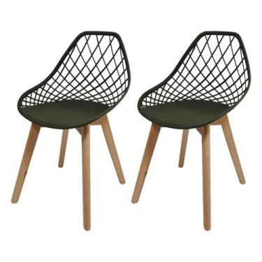 Imagem de Conjunto 2 Cadeiras Kaila Pp Verde Musgo Wood - La Mobilia
