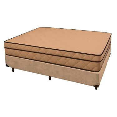 Imagem de Cama Box Casal 138 Suede Bege Com Colchão Polônia - D28 65x138x188