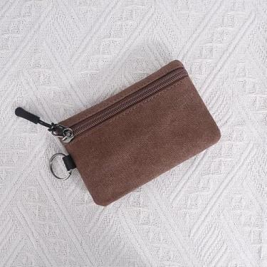 Imagem de Bolsa feminina de couro, porta-moedas, zíper, mini porta-chaves, zíper duplo, Café, Carteiras