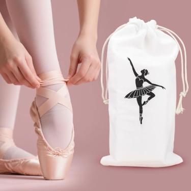 Imagem de Bolsa de sapatilha de balé de flanela para dança, bolsa de balé texturizada durável com cordão, A4-Dançarina branca, Tendência
