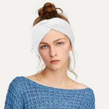 Imagem de 1 faixa de cabeça, feminina, inverno, crochê, tricô, meninas, faixa de cabelo, elástica, faixa de cabeça, protetor de ouvido, festa esportes ao ar livre