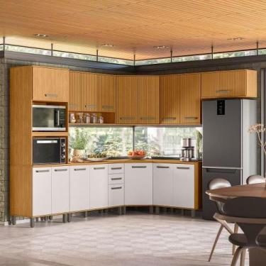 Imagem de Cozinha Modulada 9 Pecas 270 Cm Cria Freijo Ripado Off White Pln - MIL