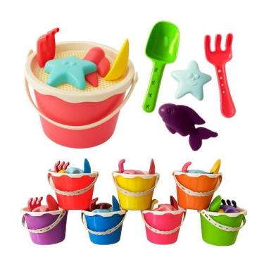 Imagem de Balde De Praia Rosa Infantil Kit C/ 4 Peças Para Brincar A - MARELAGO
